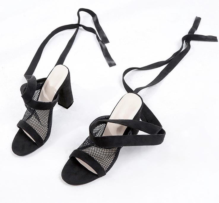 Women Sandals Cross Strap Lace Up High Heels Sandal