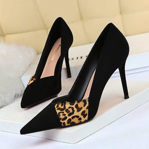 High Heeled Leopard Mixed Print Pump