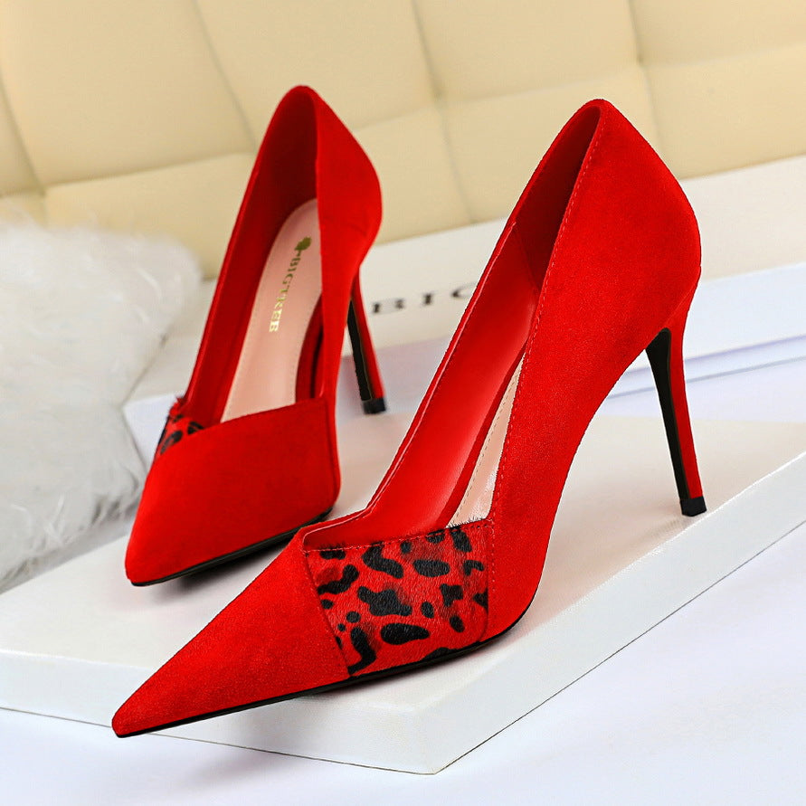 High Heeled Leopard Mixed Print Pump