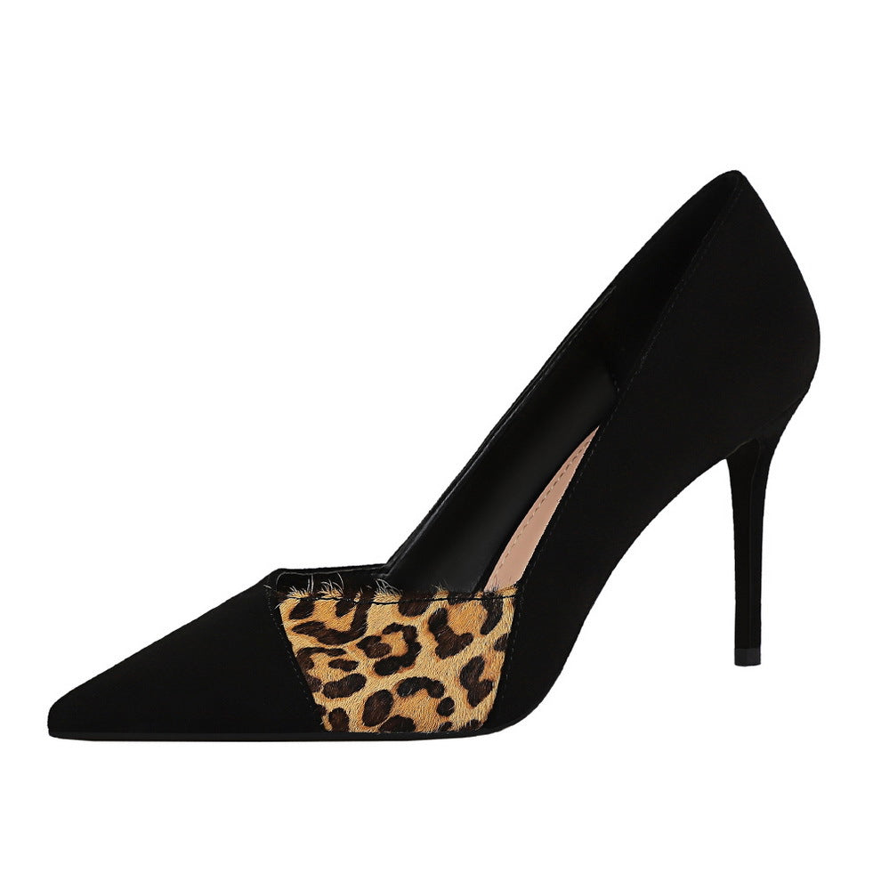 High Heeled Leopard Mixed Print Pump