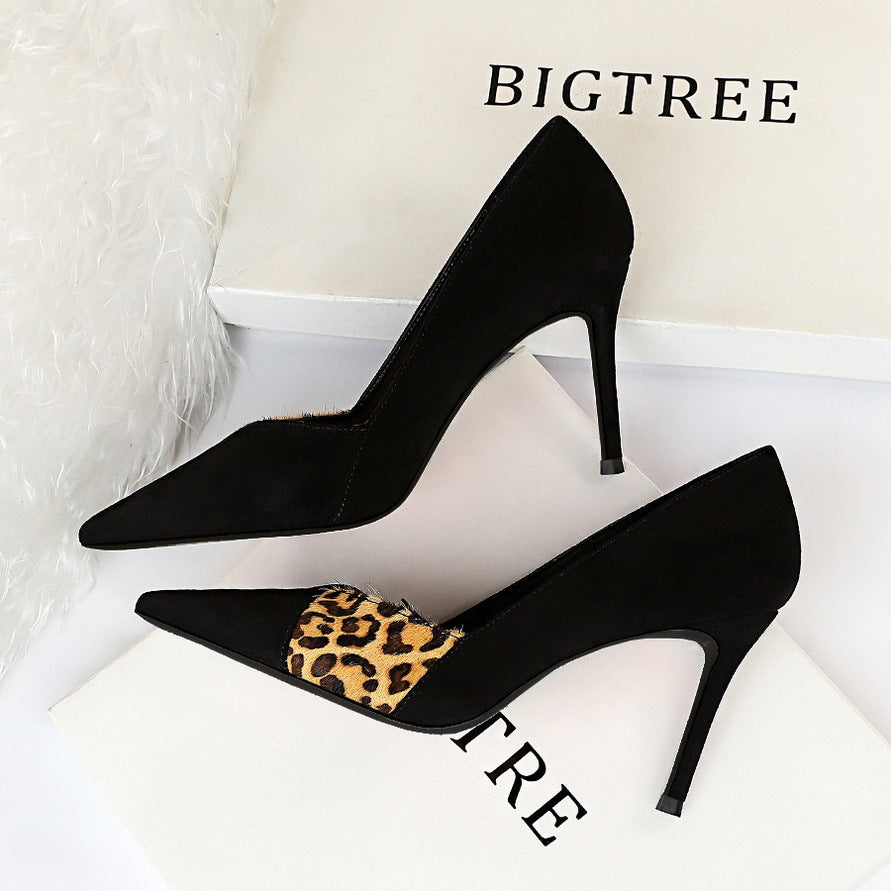 High Heeled Leopard Mixed Print Pump