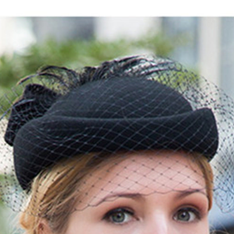 Trendy Women's Hats Fashion Veil Small Top Hats