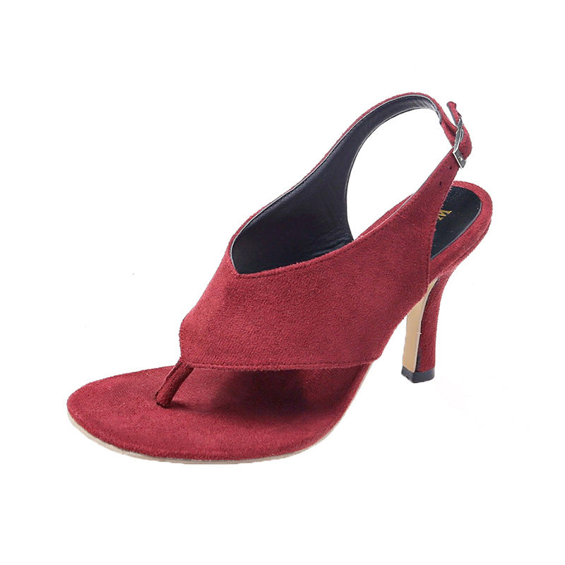 Heeled Buckle Suede Sandals  Women