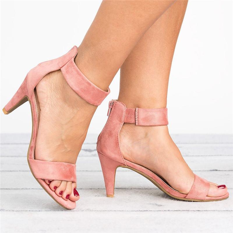 Mid Heel Suede Sandals