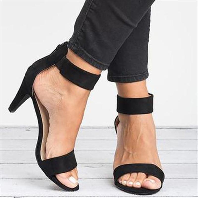 Mid Heel Suede Sandals