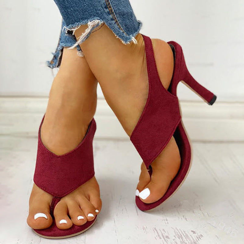 Heeled Buckle Suede Sandals  Women