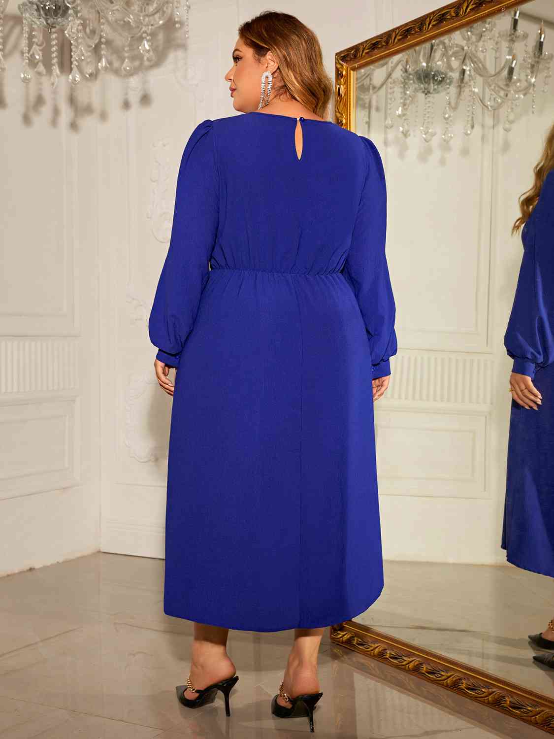 Plus Size Round Neck Long Sleeve Dress