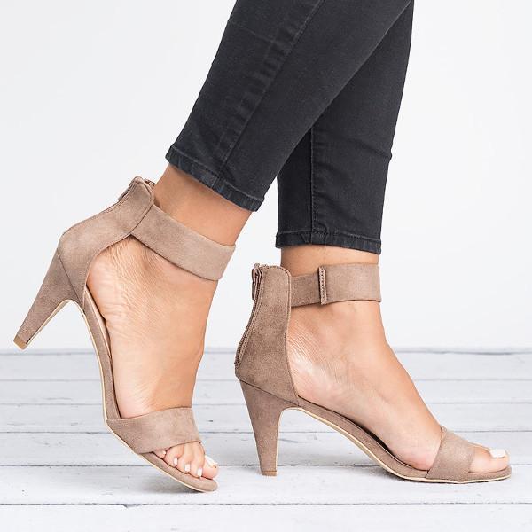 Mid Heel Suede Sandals